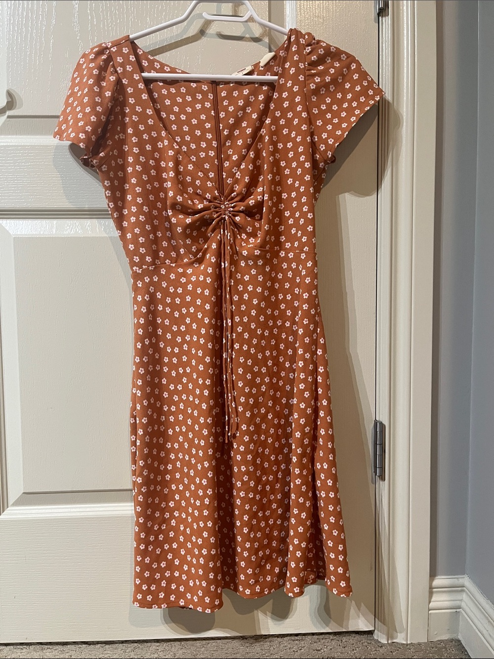 Levi's Rust Brown Floral Tie-Front Mini Dress